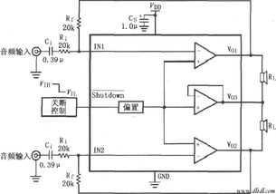 lm4910用于雙聲道放大器的典型電路